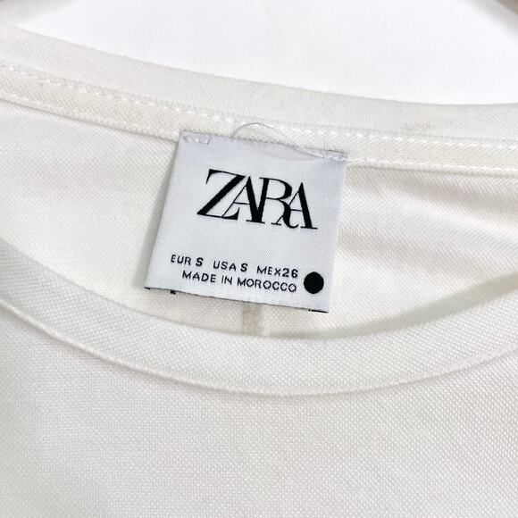 Zara Womens Midi T-Shirt Dress S White Wrap Minimalist Classic Capsule Timeless - Picture 4 of 9